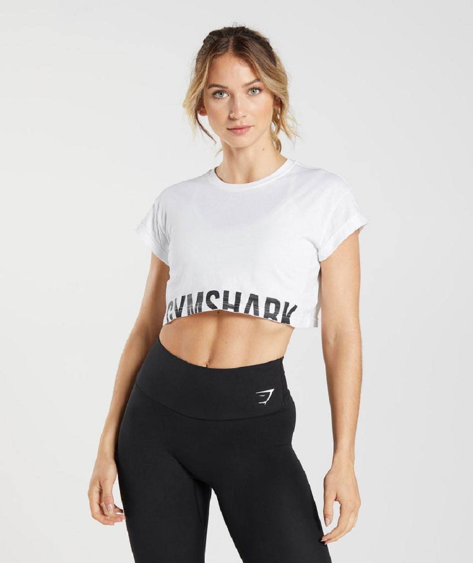 Corp Tops Gymshark Fraction Mujer Blancas | CO 2428NWY